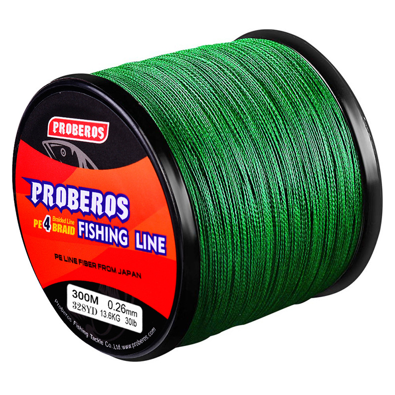 (ส่งไว ราคาส่ง) 300 เมตร สาย PE ถัก 4 สีเทา เหนียว ทน ยาว - ศูนย์การค้าไทยฟิชชิ่ง [ Thailand Fishing Mall ] Fishing line wire Proberos Pro Beros - Green