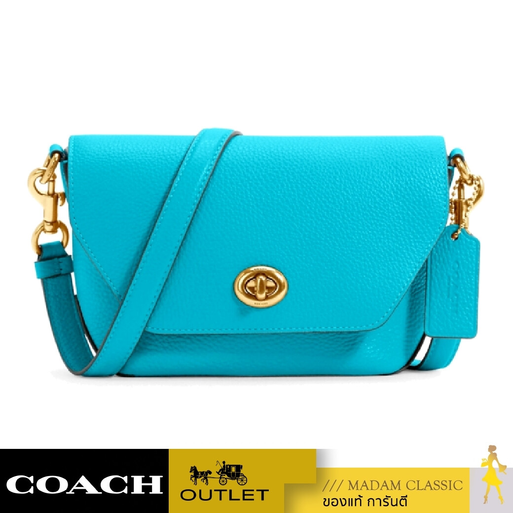 Coach Blue/Green Perforated Leather Legacy Penny Crossbody Bag Coach