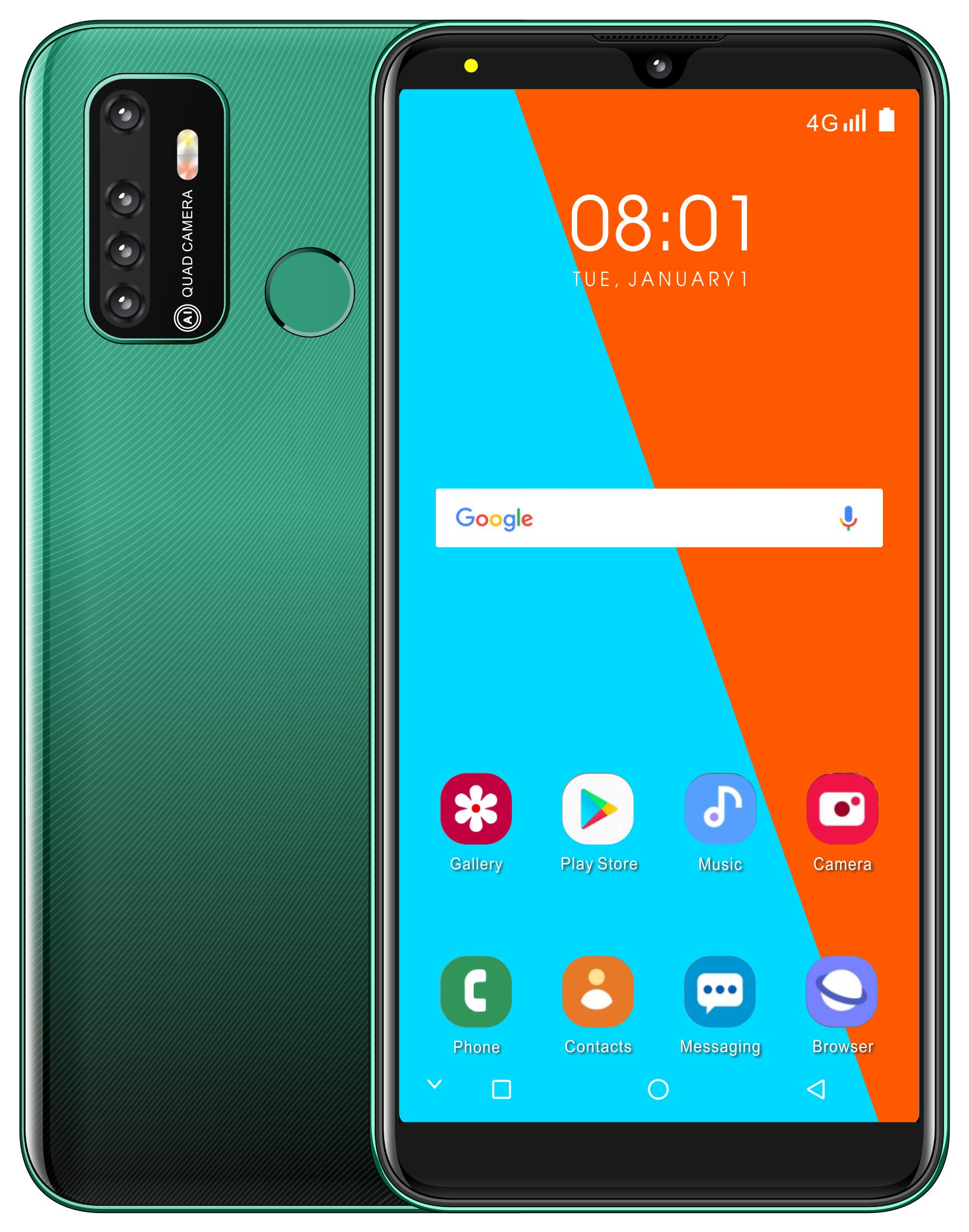 oqqo A92 Android สมาร์ทโฟนหน่วยความจำ 4G+64G จอ 6.5นิ้ว HD เต็มหน้าจอ ปลดล็อคลายนิ้วมือ แบตเตอรี่ 4800 mAh ถ่ายภาพ ชมภาพยนต์ ฟังเพลง รับประกัน
