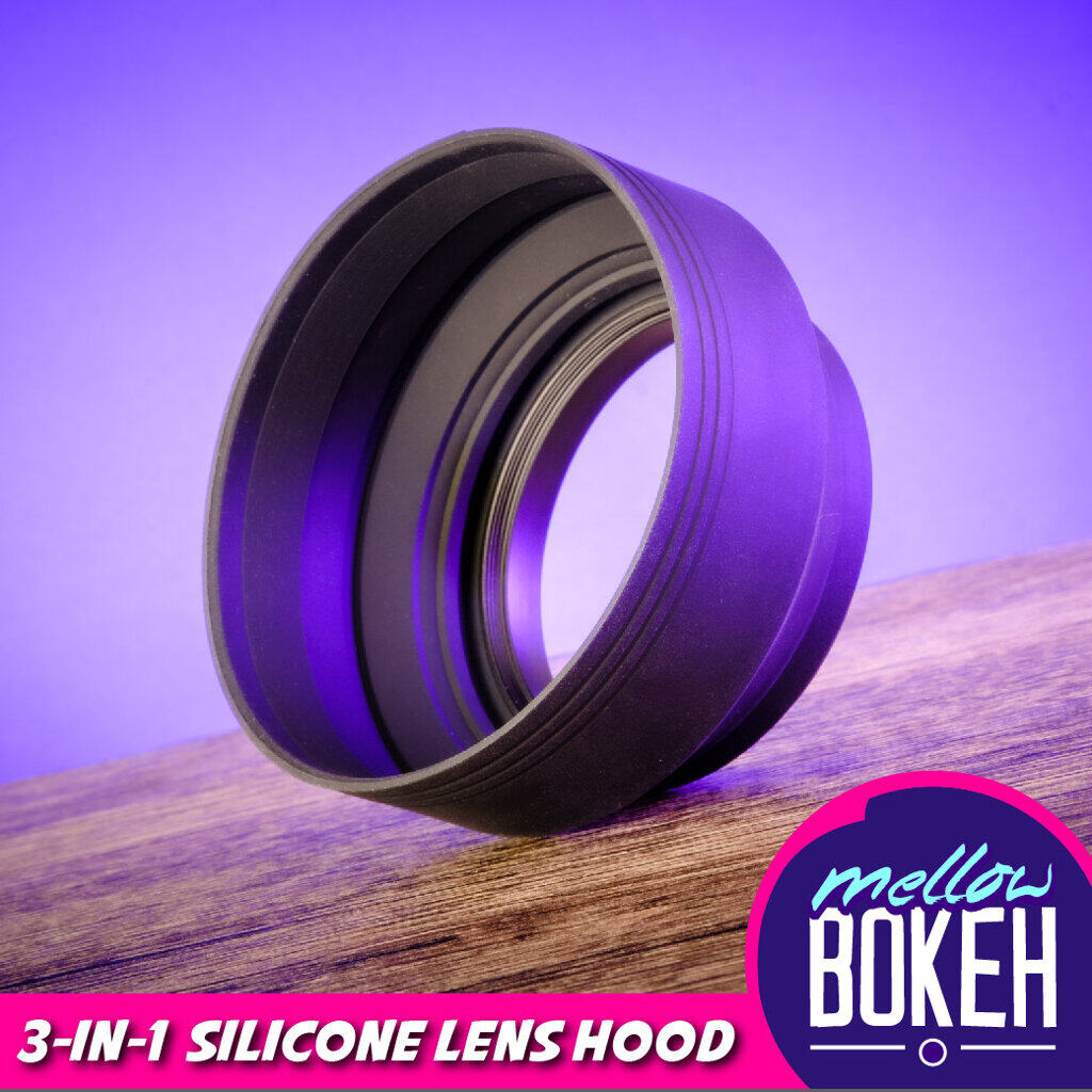 ฮู้ดเลนส์ซิลิโคนยืดหดได้ 3 แบบ Collapsible Silicone Lens Hood