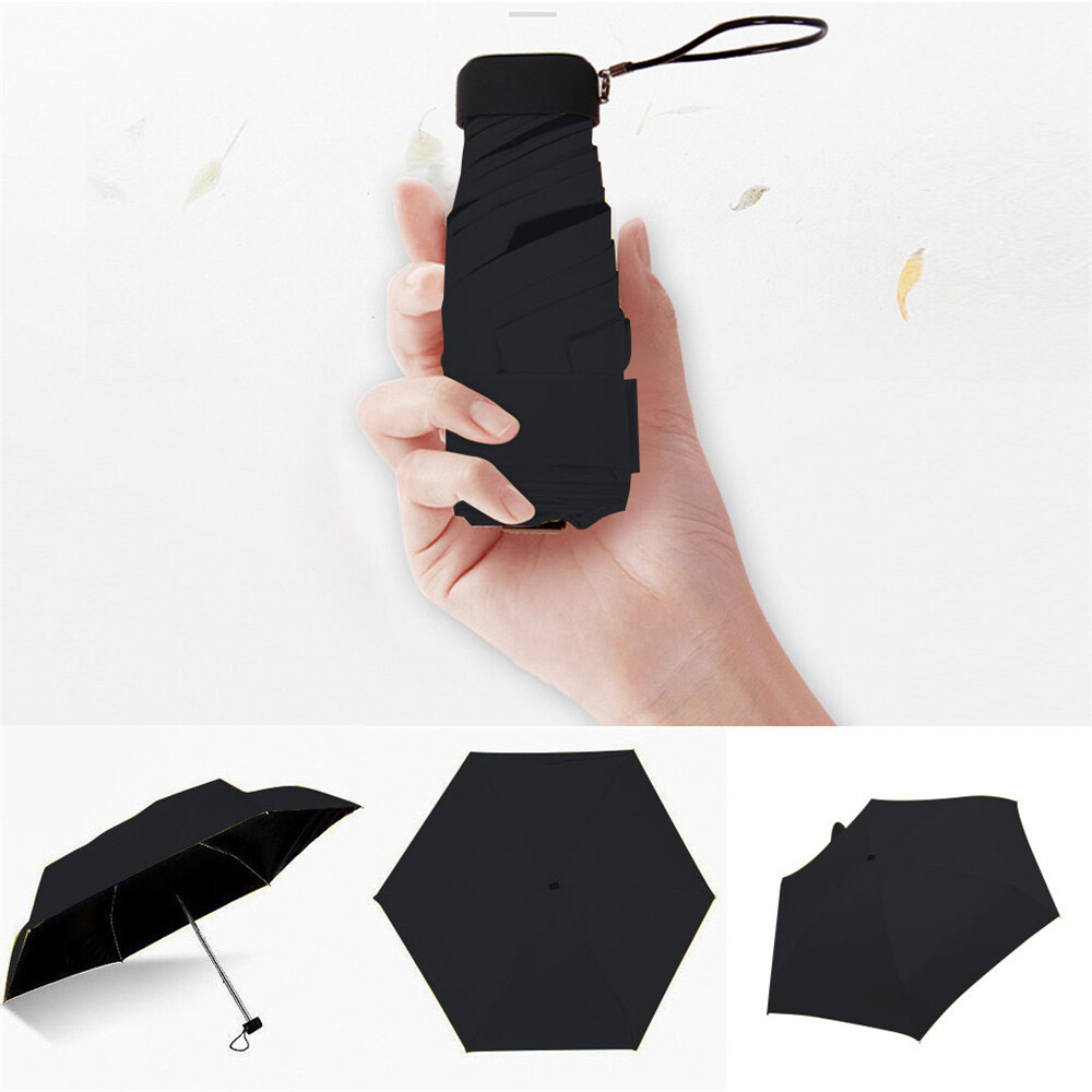 CHUEGUJE6 Dual-use Fashion Sunscreen Portable Waterproof Coating Parasol Rain Umbrella 5 Fold Sun Umbrella Mini Umbrella Pocket Compact