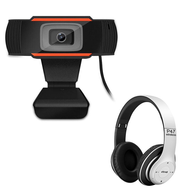 มาพร้อมกับชุดหูฟังบลูทู ธ P47 ฟรี Webcams กล้องเครือข่าย Webcam 1080P หลักสูตรออนไลน์ กล้องคอมพิวเตอร์ การประชุมทางวิดีโอ อุปกรณ์การสอน การเรียน