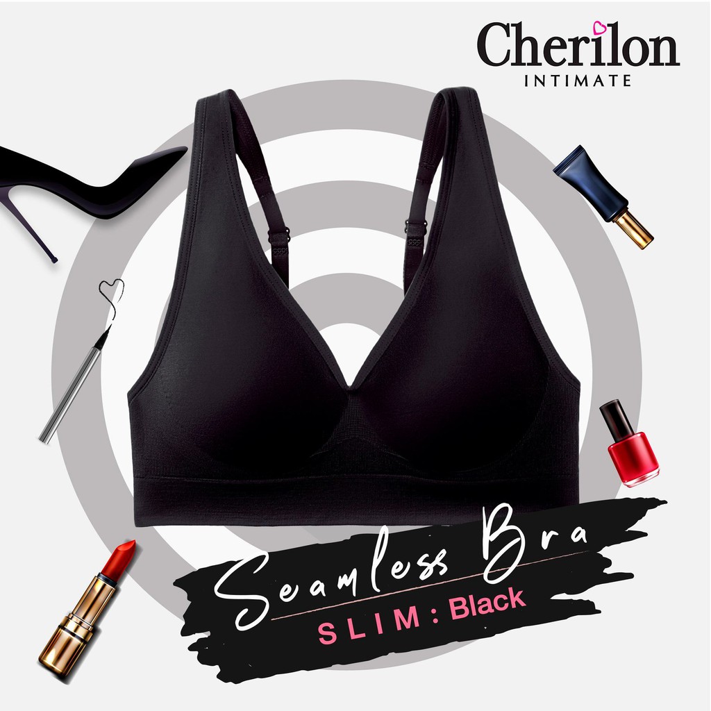 [สุดคุ้ม 4 ตัว] Cherilon Slim Bra เชอรีล่อน เสื้อชั้นใน บราไร้โครง คอวี กว้างเพรียว อก เก็บทรง 10 สี NIC-TSBRA7 (4 P)