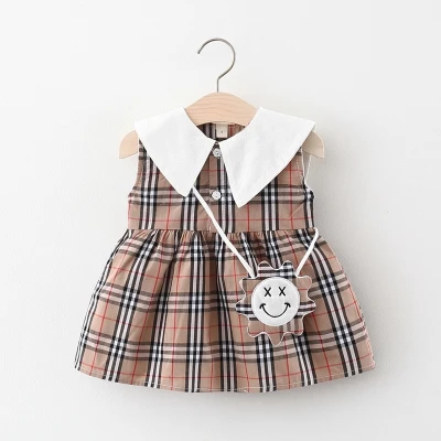 Cute dresses for baby girlsชุดสาวน้อยกระโปรงแขนกุดน่ารักกระโปรงมีกระเป๋าแฟชั่นผ้าอดีชุดกระโปรงเกาหลี0~1~2~3ปี (2)