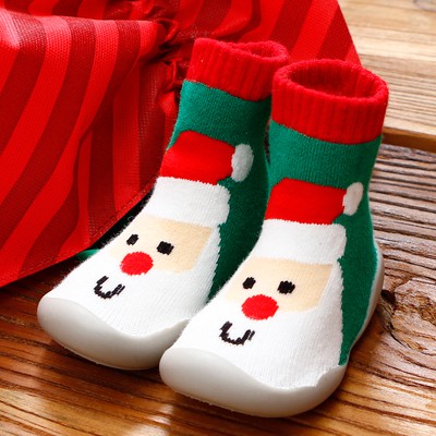Christmas collection พร้อมส่ง !! รองเท้าเด็ก รองเท้าหัดเดินข้อยาว ทรงผุ้มข้อ ผ้าหนา ซานตาครอส ต้นคริสมาสต์ A4