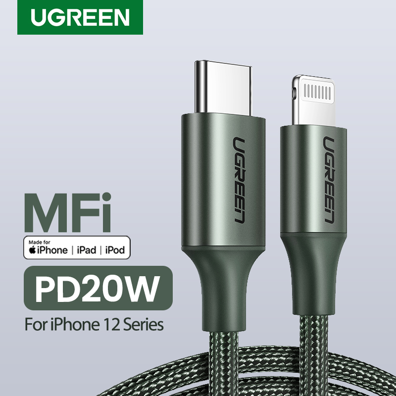 【Certified by Apple】UGREEN USB C to Lightning Cable Nylon Braided 20W Fast PD Charge for iPhone12 12 pro, iPhone 11 Pro MAX, 11 Pro 11 X XS XR XS Max 8, iPad Pro 10.5 /12.9