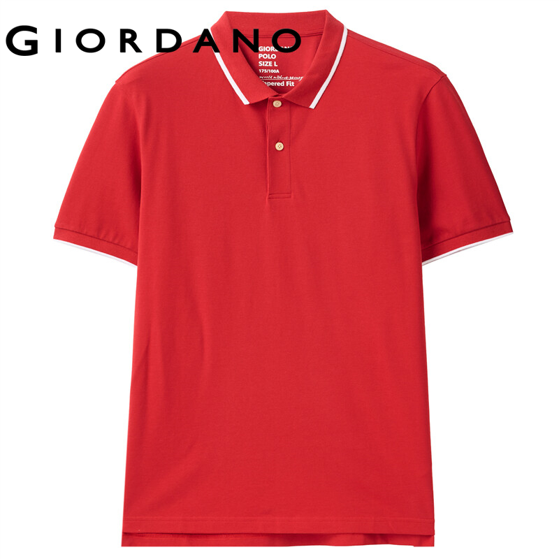 Giordano Men เสื้อPOLO แขนสั้น เสื้อโปโลชาย ปกเสื้อใช้สีสันที่ดูตัดกัน ใช้ผ้าฝ้ายที่มีความยืดหยุ่นสูงและผ้าไลก้า Free Shipping 01010381 BCFA