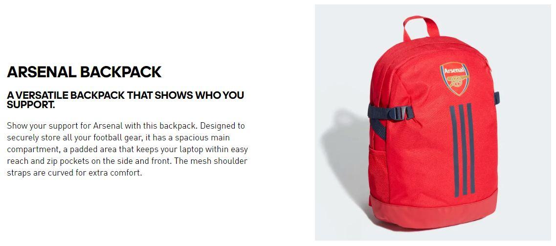 ลองดูภาพสินค้า Adidas กระเป๋า กระเป๋าสะพายหลัง กระเป๋าเป้ กระเป๋าอาร์เซนอล อาดิดาส Football Backpack Arsenal EH5097 (1000)