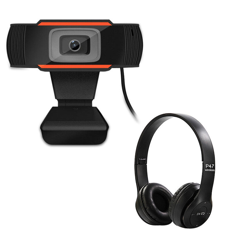 มาพร้อมกับชุดหูฟังบลูทู ธ P47 ฟรี Webcams กล้องเครือข่าย Webcam 1080P หลักสูตรออนไลน์ กล้องคอมพิวเตอร์ การประชุมทางวิดีโอ อุปกรณ์การสอน การเรียน