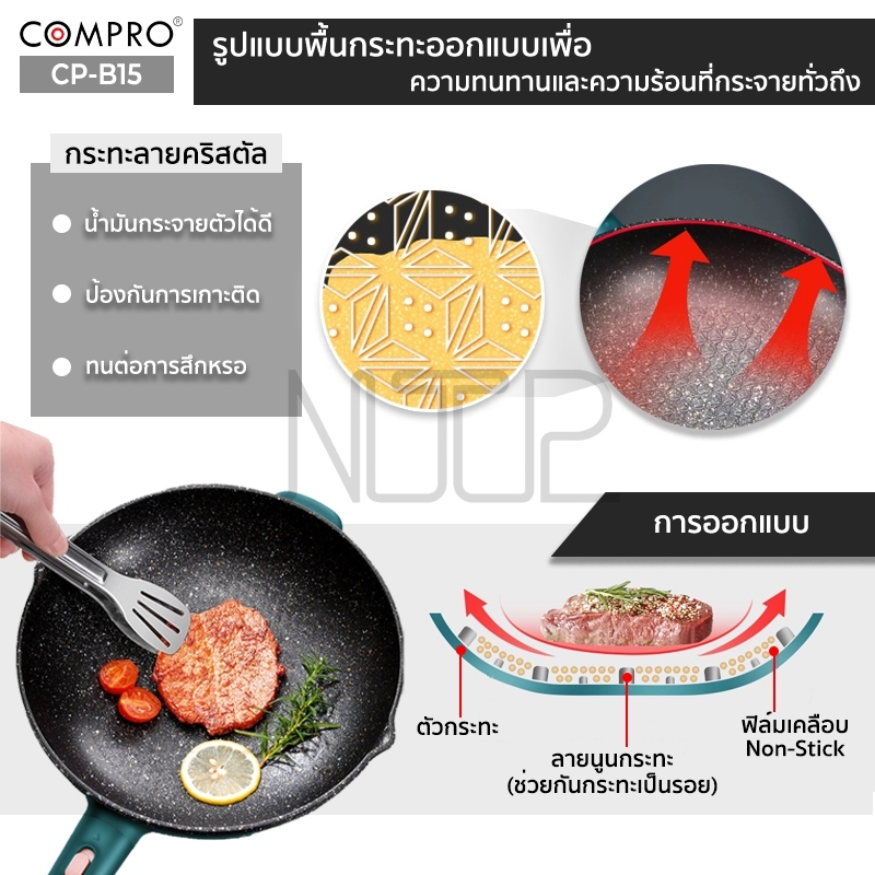 เกี่ยวกับ COMPRO CP-B15 กระทะไฟฟ้าอเนกประสงค์ ความจุ 6 ลิตร 1000W ทอด/อบ/เคี่ยว/ผัด Electric Pan มี มอก. ของแท้ รับประกัน 1 ปี