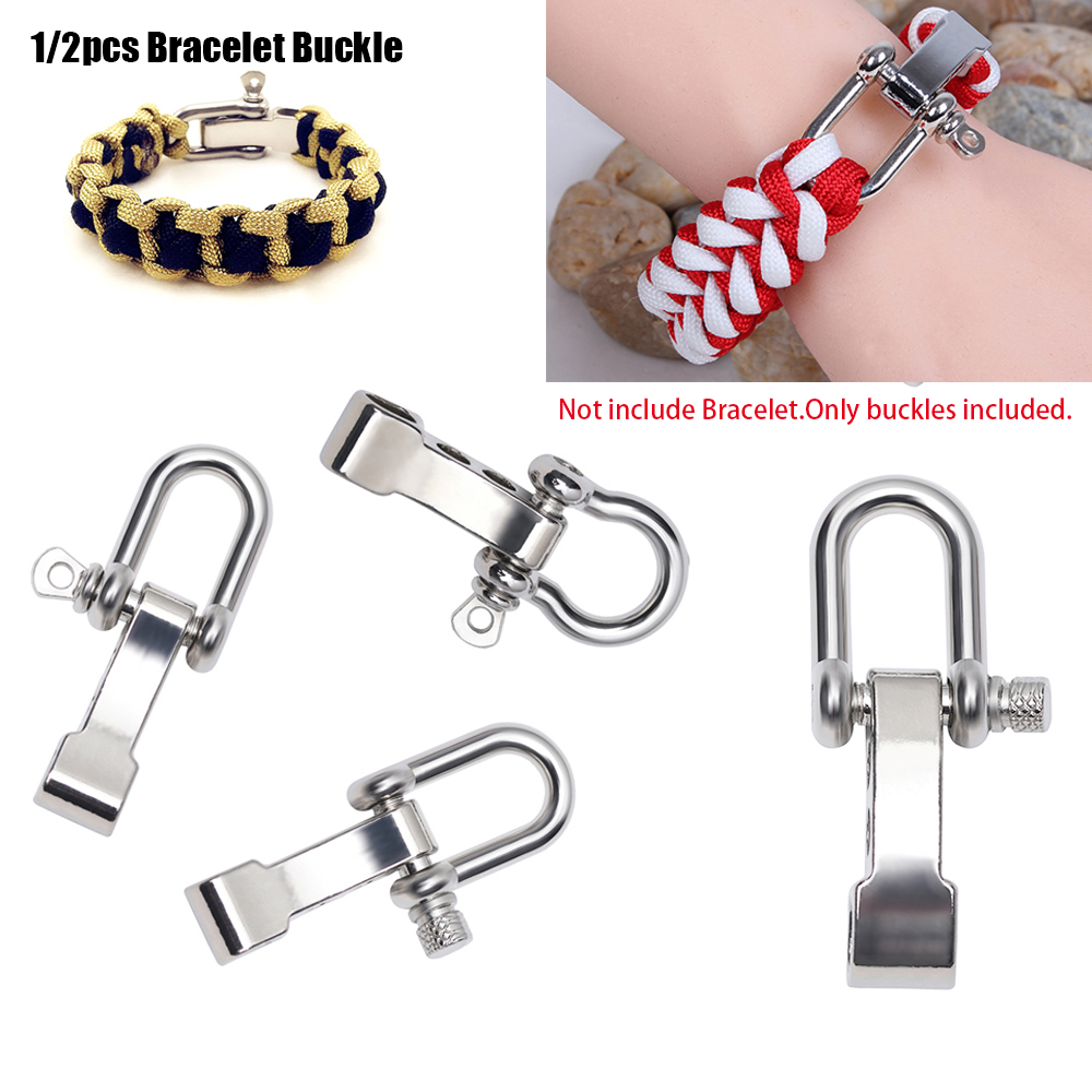 SQXRCH SHOP 1/2pcs High quality Anchor Screw Pin Stainless Steel Silver colors Survival Rope Paracords O-Shaped Bracelet Buckles U-Shaped Shackle Buckle Paracord Bracelets accessories