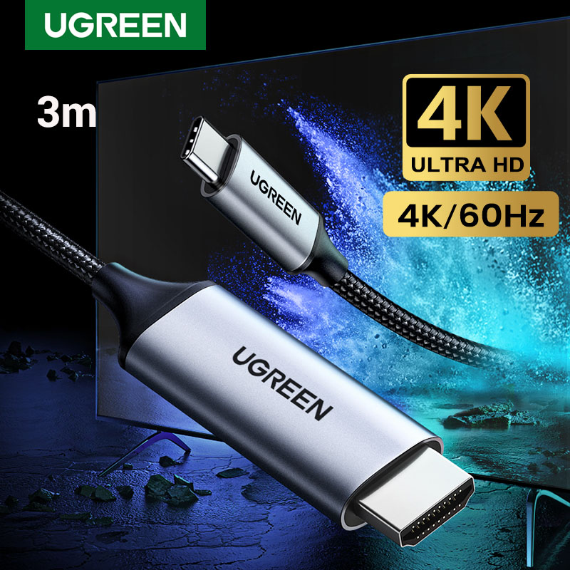 UGREEN USB C HDMI Cable Type C to HDMI Support 4K 60HZ for iPad Pro 2018 2020/Samsung S20+/MacBook Samsung Galaxy S10+ Note 10 S9/S8 Huawei P30 Mate 10 Pro P20 Dell XPS 15 13 (Aluminum Braid version)