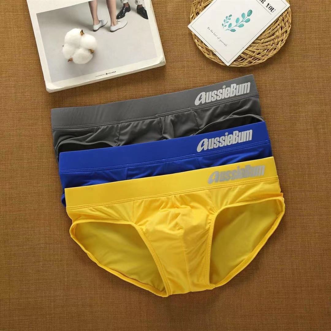 กางเกงในชาย (1 เซต=3 ชิ้น) กางเกงในทรง brief กางเกงในแฟชั่น ผ้าลื่น Men’s underwear