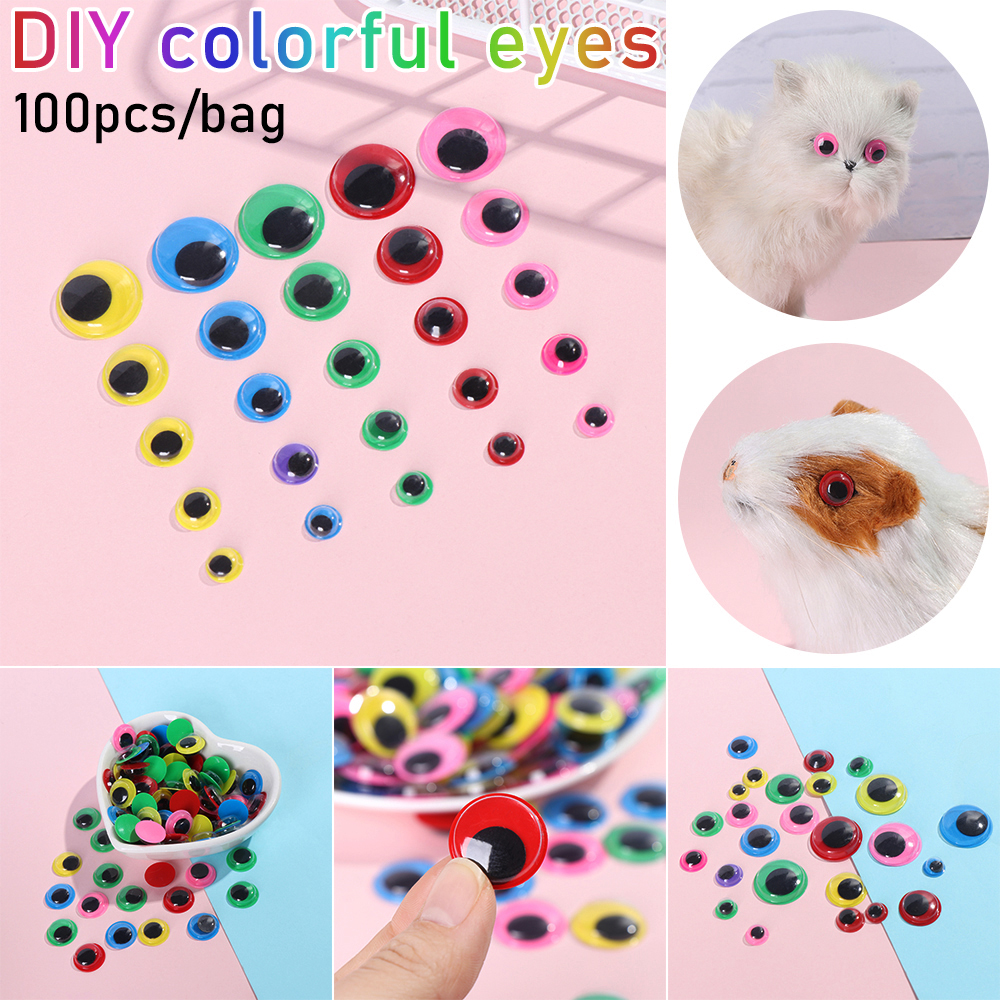 JIYAN2866 100ชิ้น/ถุง Handmade ที่มีสีสันพลาสติกตุ๊กตาสัตว์อะไหล่3D ตุ๊กตาอุปกรณ์เสริมตุ้กตาดีไอวายวัสดุ Plush Pet Eye Wiggling Moving Eyes