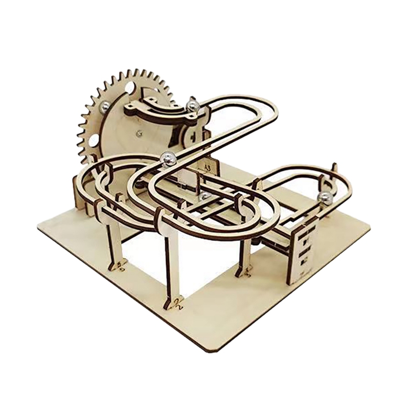 Marble Race Run 3D Wooden Puzzle Mechanical Kit Stem Science Physics Toy Assembly Model Building for Kids