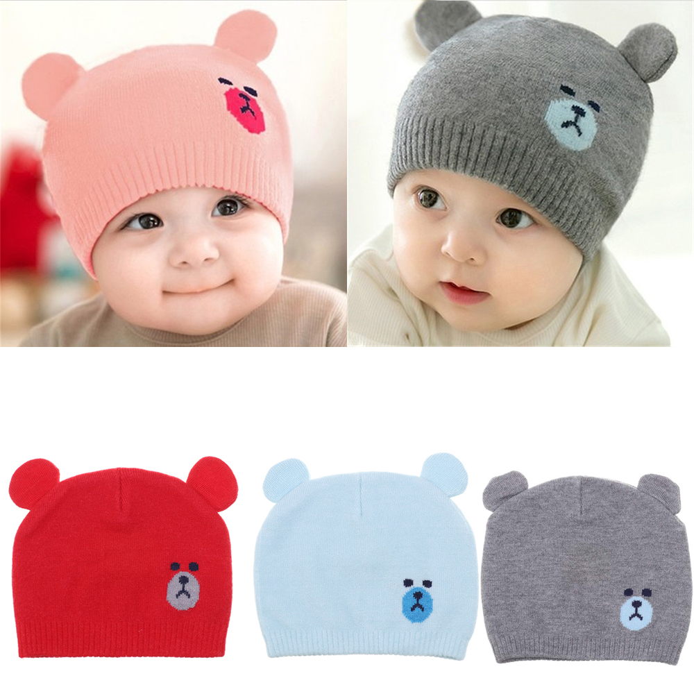 LONGZHU1 Christmas Gift Soft Toddler Kids Comfortable Beanie Cap Cartoon Cute Baby Knit Hat Thick Warm