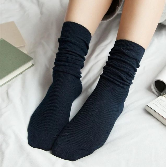 [PS_088] ถุงเท้าแฟชั่นมินิมอลถุงเท้าสีพื้น สวยชิคหลากเฉดสี ใส่ได้ 2 สไตล์ ทั้งแบบข้อย่นหรือดึงข้อสูง