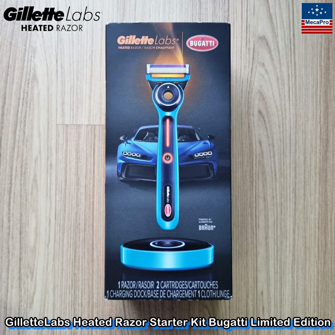 Gillette® GilletteLabs Heated Razor Starter Kit, Bugatti Limited Edition ยิลเลตต์ ชุดมีดโกน มีดโกนหนวดแถบความร้อน มีดโกนแบบอุ่น ราคา 14,795 บาท*ส่งฟรี