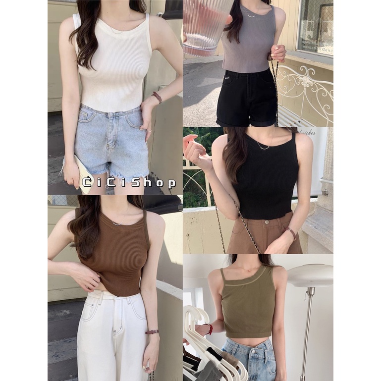 Cici(7637)เสื้อกล้ามไหมพรม ผ้าร่อง ดีเทลสายเล็กข้างนึง สายใหญ่ข้างนึงดีไซน์เก๋ๆ สวยเซ็กซี่ ราคา 75 บาท*ส่งฟรี