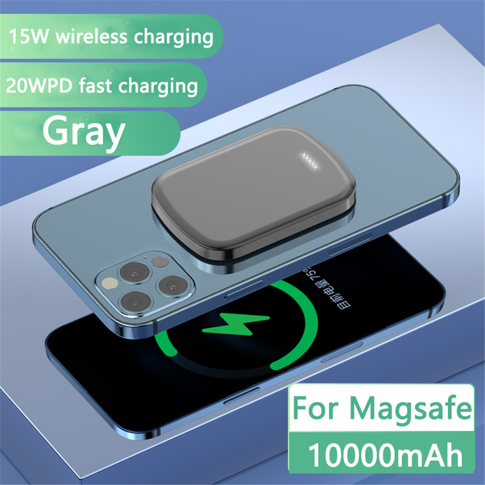 แหล่งจ่ายไฟสำรองแม่เหล็กแบบพกพาMagnetic Power Bank สำหรับ Magsafe Charger 10000mAh ภายนอกแบตเตอรี่สำหรับ iPhone 12 Pro Max 12 Mini 15W Fast Wireless CHARGING PowerBank Samsung S20 S10 Android