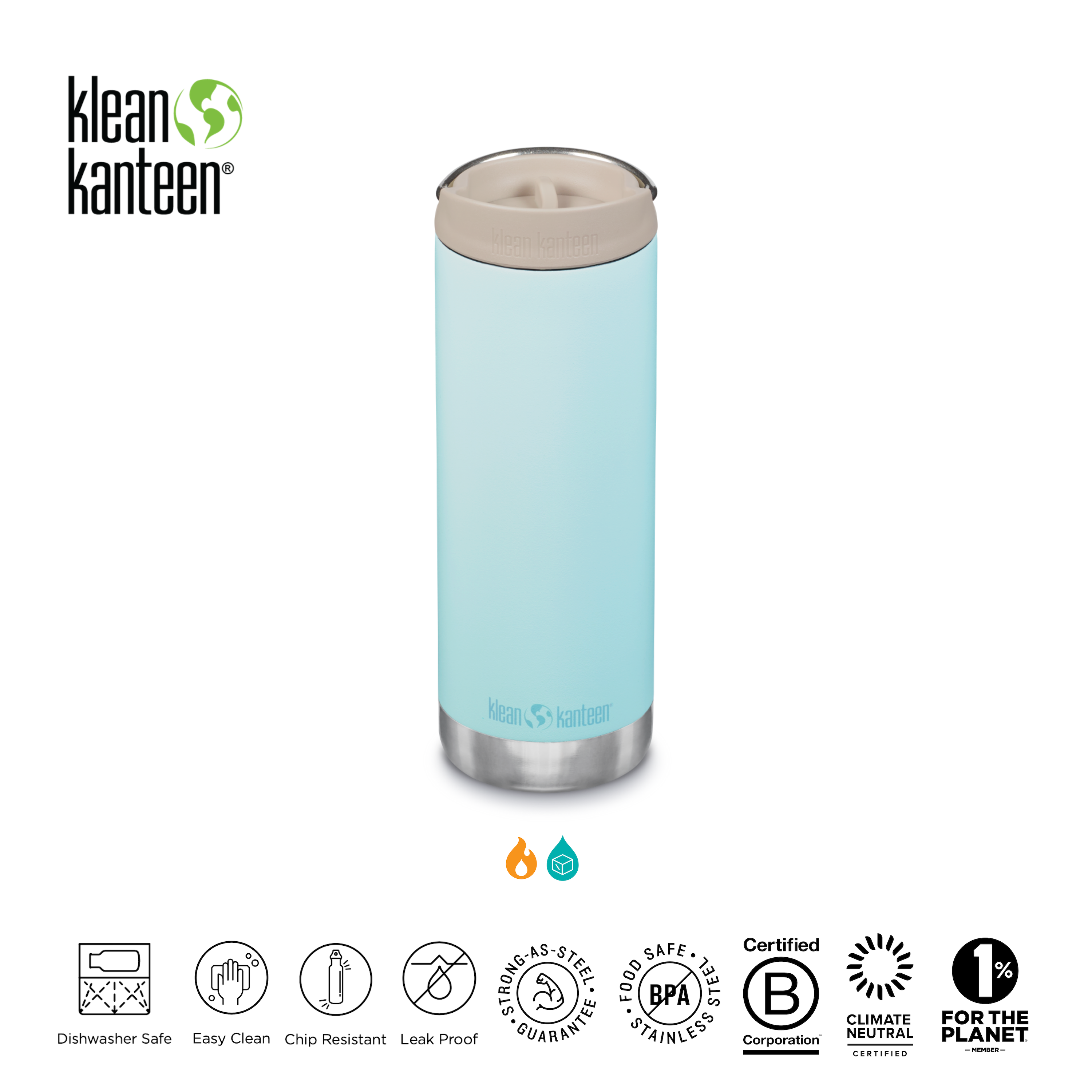 Klean Kanteen Insulated Bottles TKWide-2021 16oz with Cafe Cap