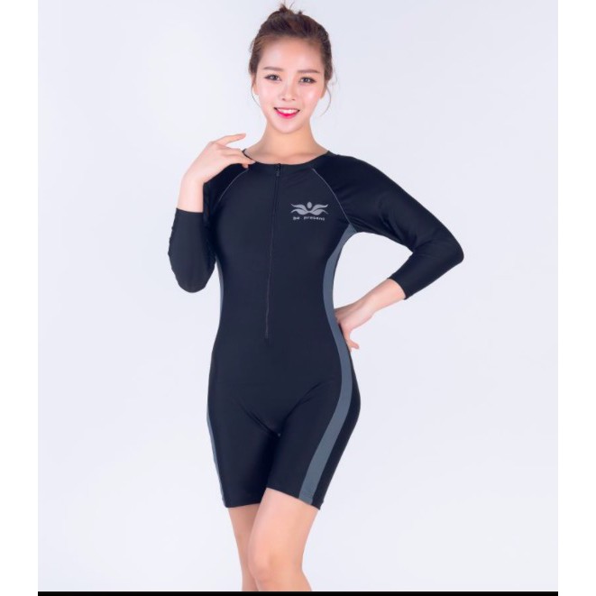 ชุดว่ายน้ำผู้หญิงเกาหลีชุดว่ายน้ำแขนยาว 4222# มีซับและฟองน้ำ