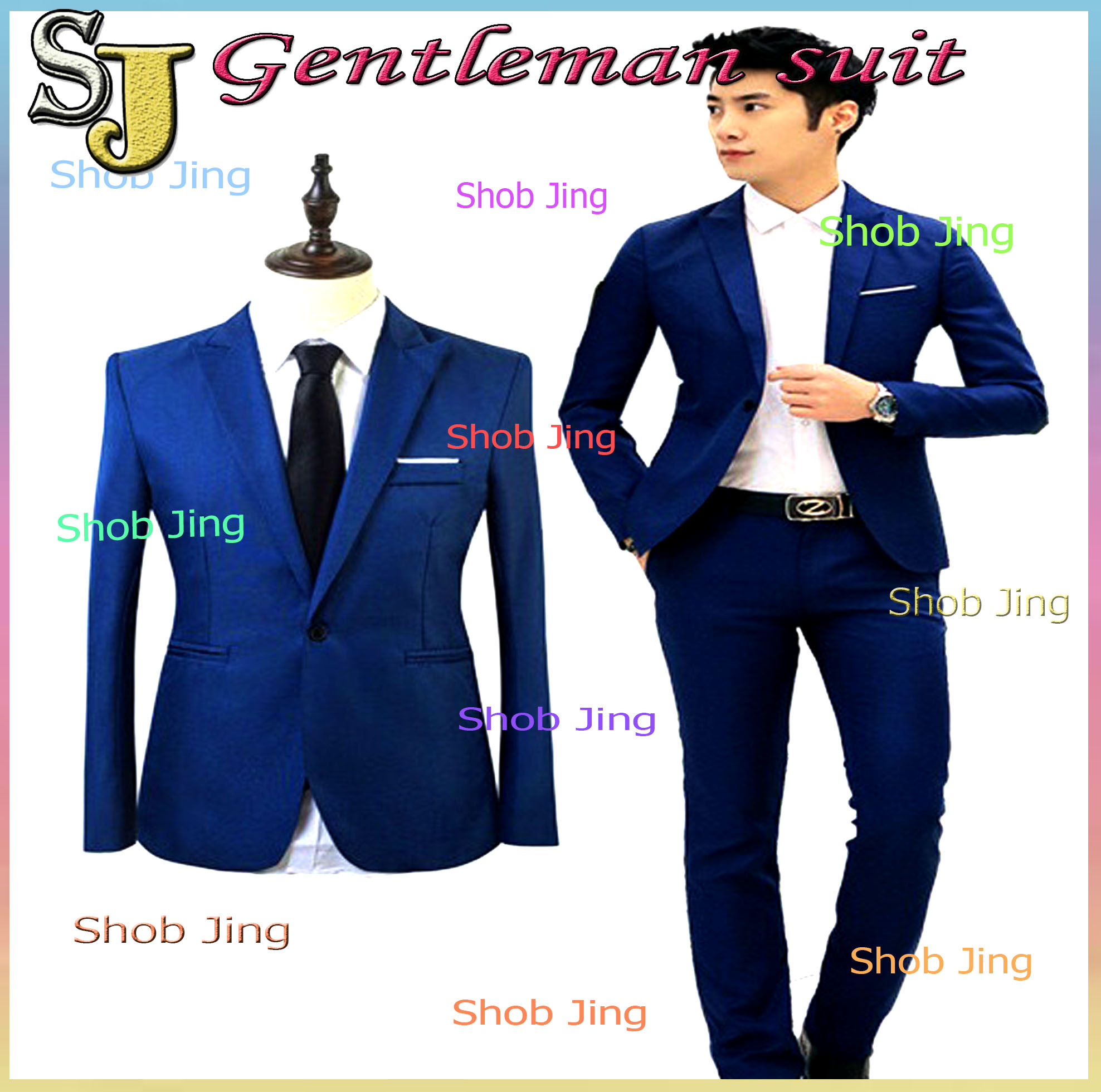 ชุดสูทผู้ชาย2ชิ้นเสื้อสูท+กางเกงเนื้อผ้าบางเหมาะแต่งงาน เหมาะกับนักธุรกิจ สูทชุด2ชิ้นสไตล์เกาหลี สูทเสื้อผ้าผู้ชายลำลอง ชุดสูท