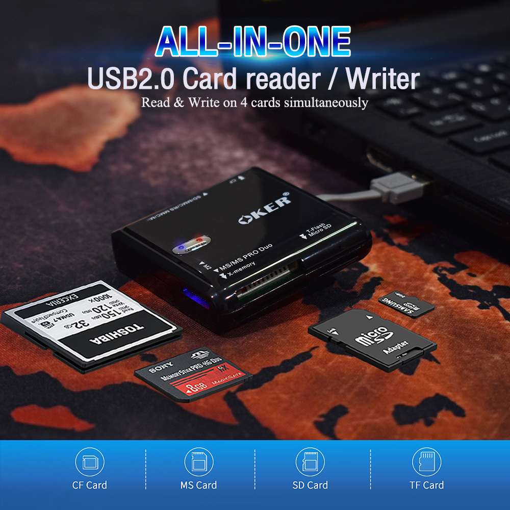 ?ส่งเร็ว?ร้านDMแท้ๆ OKER C-2001 USB 2.0 All in One Card Reader/Writer ตัวอ่านการ์ด อ่านการ์ดได้อย่างครอบคลุม #DM