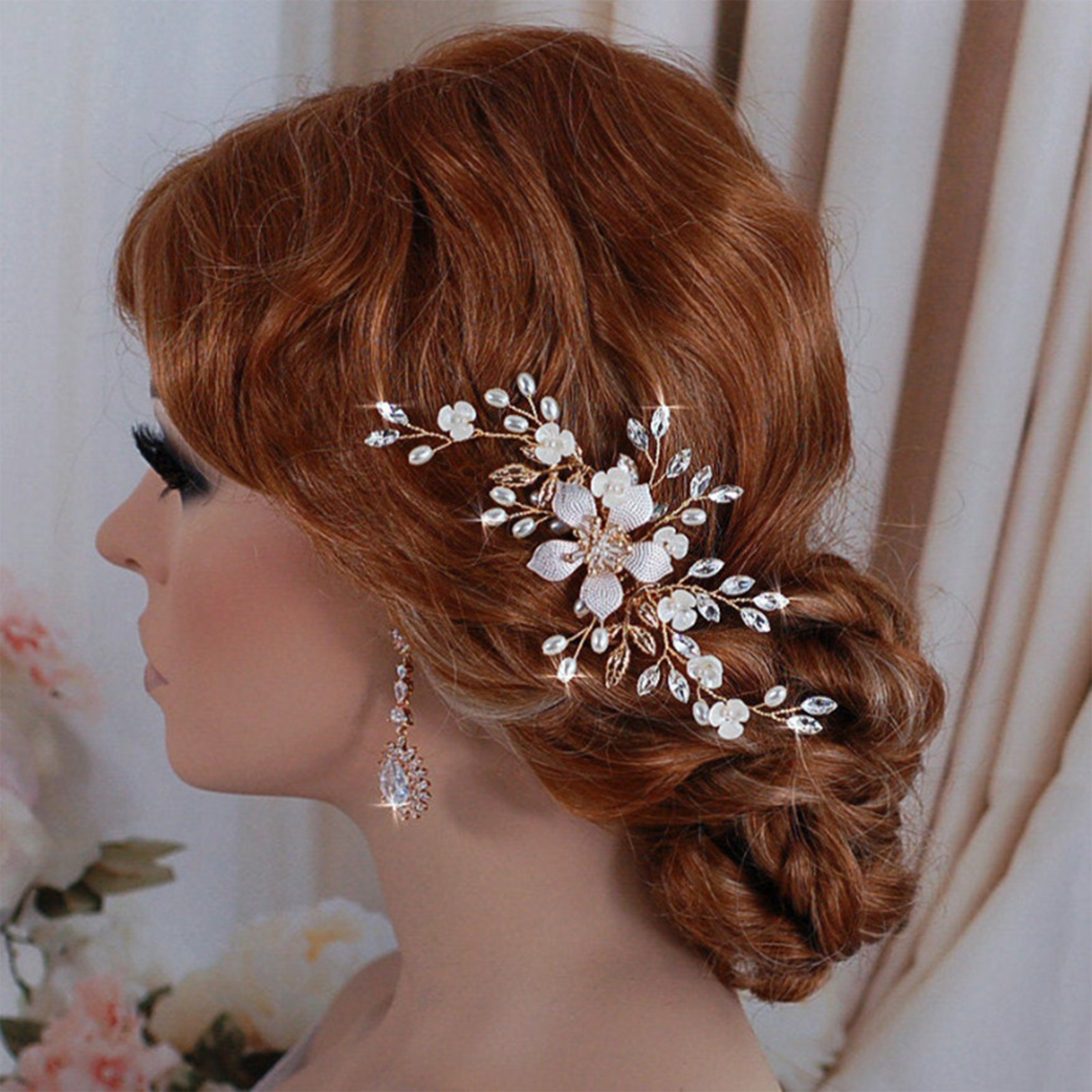 JIYAN2866 Fashion Bride Hair Jewelry Elegant Hair Accessories Hairpin Inlaid Flower Hair Comb Shiny Rhinestone