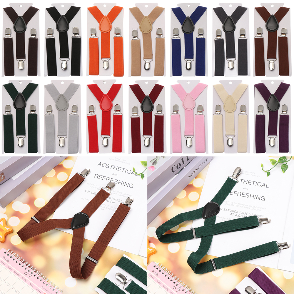 LONGZHU1 1pc Gifts Cute New Fashion Baby Solid Color Adjustable Strap Clip Elastic Braces Kids Suspenders