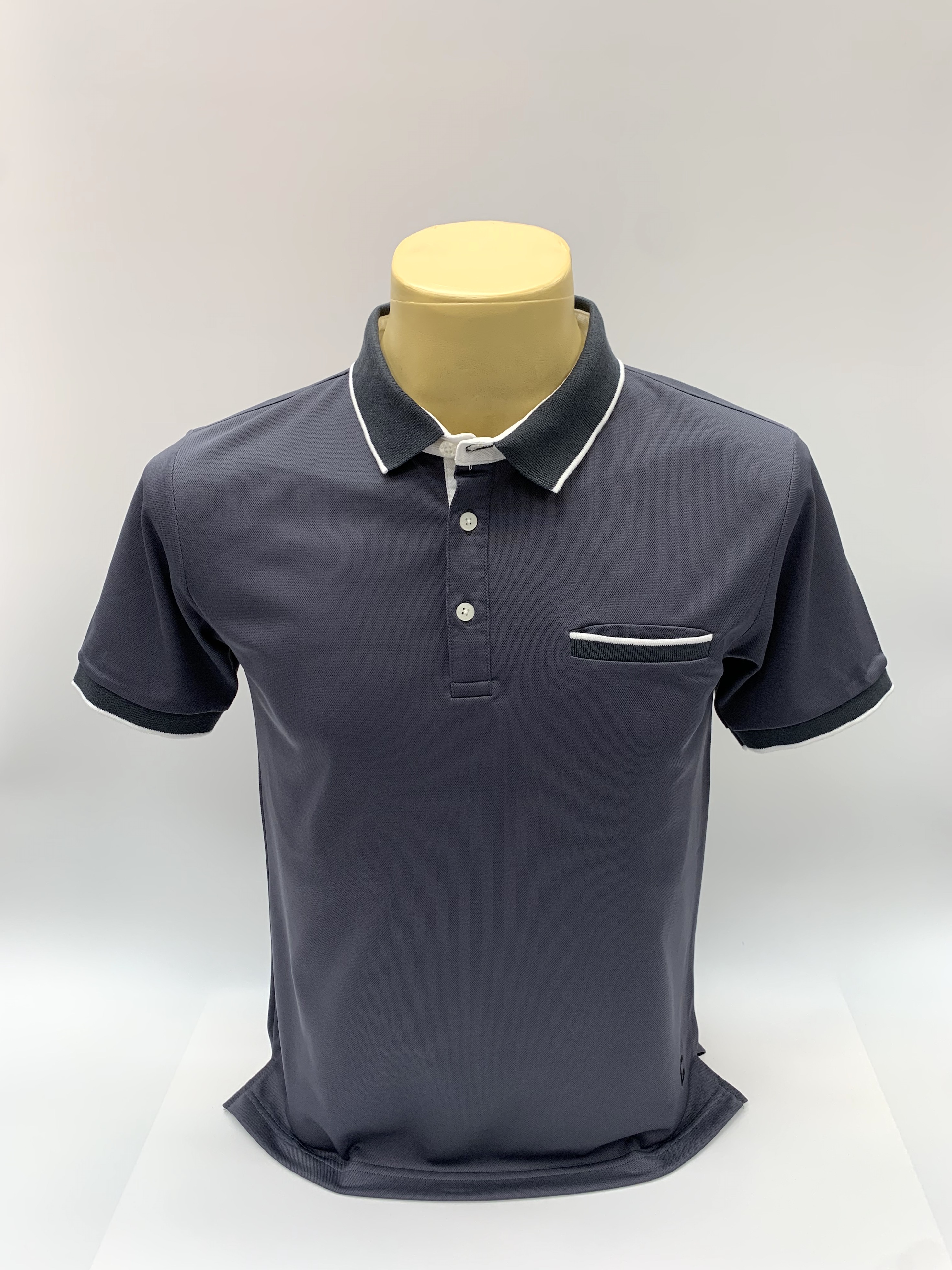เสื้อคอโปโลแขนสั้น ผ้าดรายเทค (Dry Technology) มีกระเป๋าที่อกยี่ห้อ C59 AIR # 087 เสื้อคอปก เสื้อผู้ชาย เสื้อสีพื้น Kingberry Shop