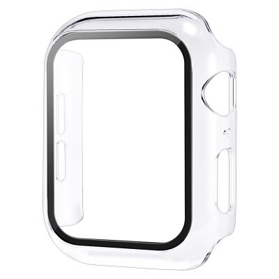 เคส applewatch 44mm / 42mm /40mm / 38mm case apple watch series 5 / 6 /SE / 3 / 4 ด้วยกระจกนิรภัยป้องกันลายนิ้วมือป้องกันรอยขีดข่วน ดำและขาว เคสใส เคสใส iwatch