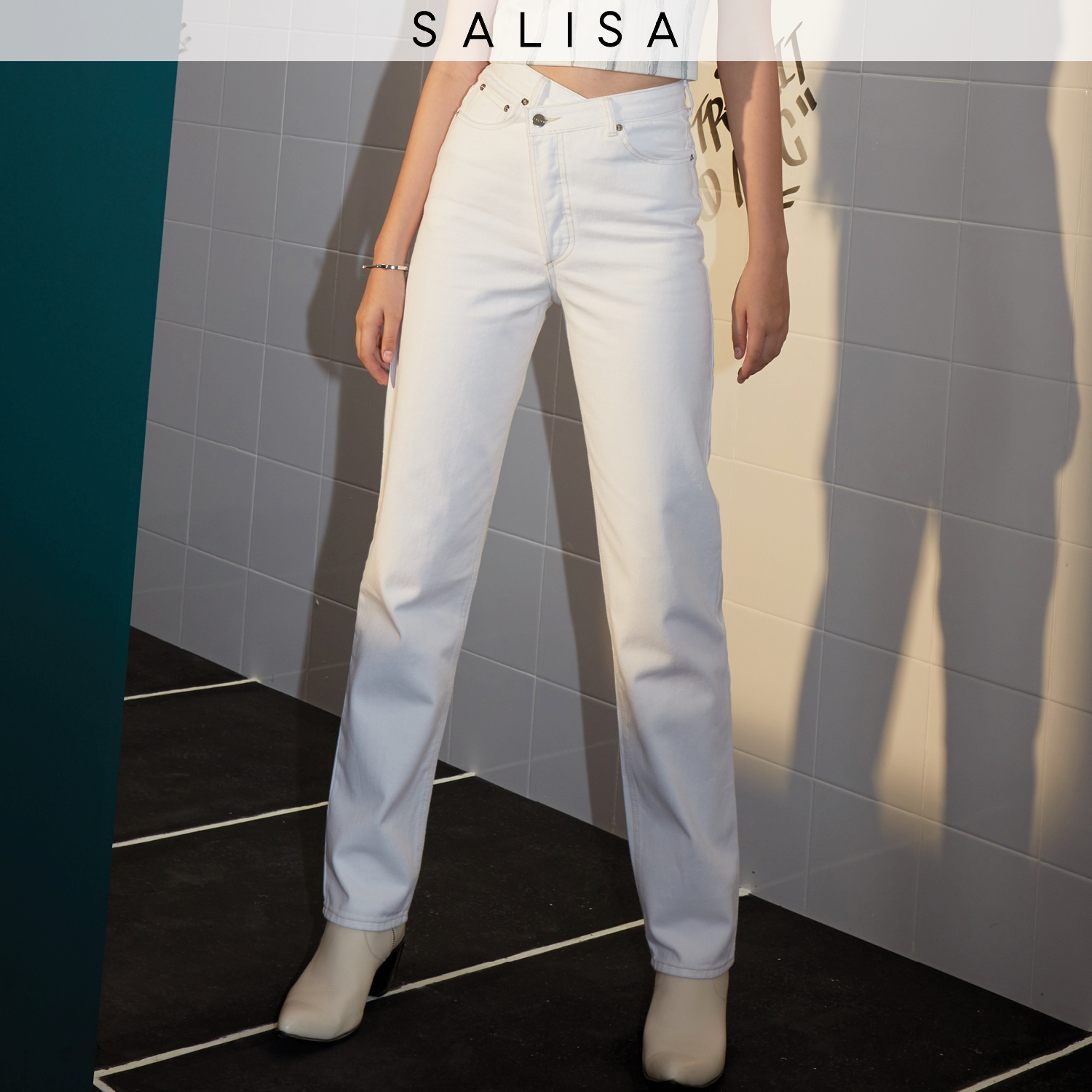 SALISA - JEANS overlap high waist
