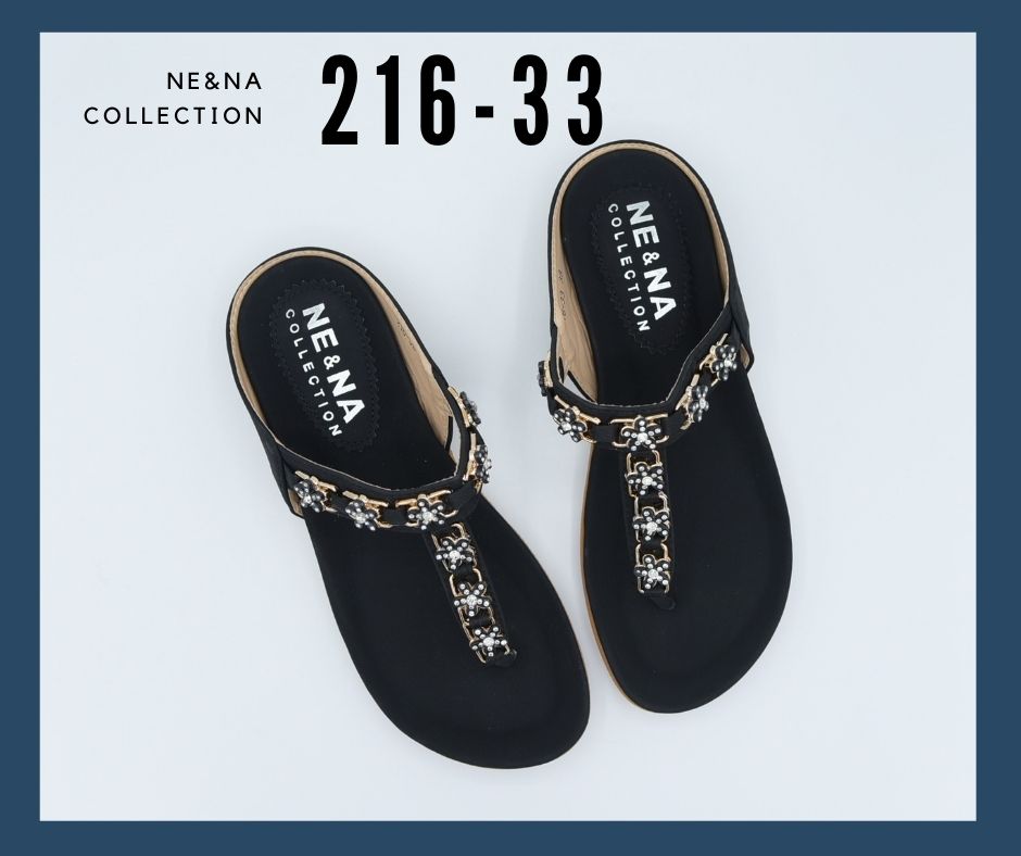 รองเท้าเเฟชั่นผู้หญิงเเบบเเตะหูหนีบส้นเตี้ย No. 216-33  NE&NA Collection Shoes