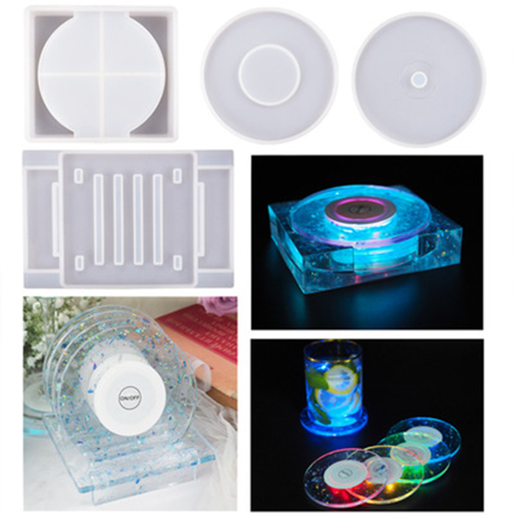 OXIBOTE Handmade Pendant Agate Jewelry Making Mould Cup Mat Silicone Irregular Wave Coaster Mould Epoxy CD Resin Casting Molds