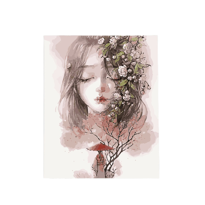 Diy digital painting makeup color watercolor fill decompression coloring on surface of half hand-painted decorative oil painting flowers found between shadow