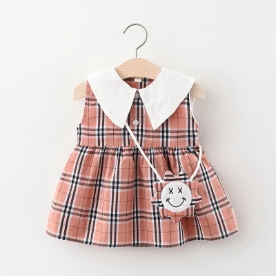 Cute dresses for baby girlsชุดสาวน้อยกระโปรงแขนกุดน่ารักกระโปรงมีกระเป๋าแฟชั่นผ้าอดีชุดกระโปรงเกาหลี0~1~2~3ปี (3)