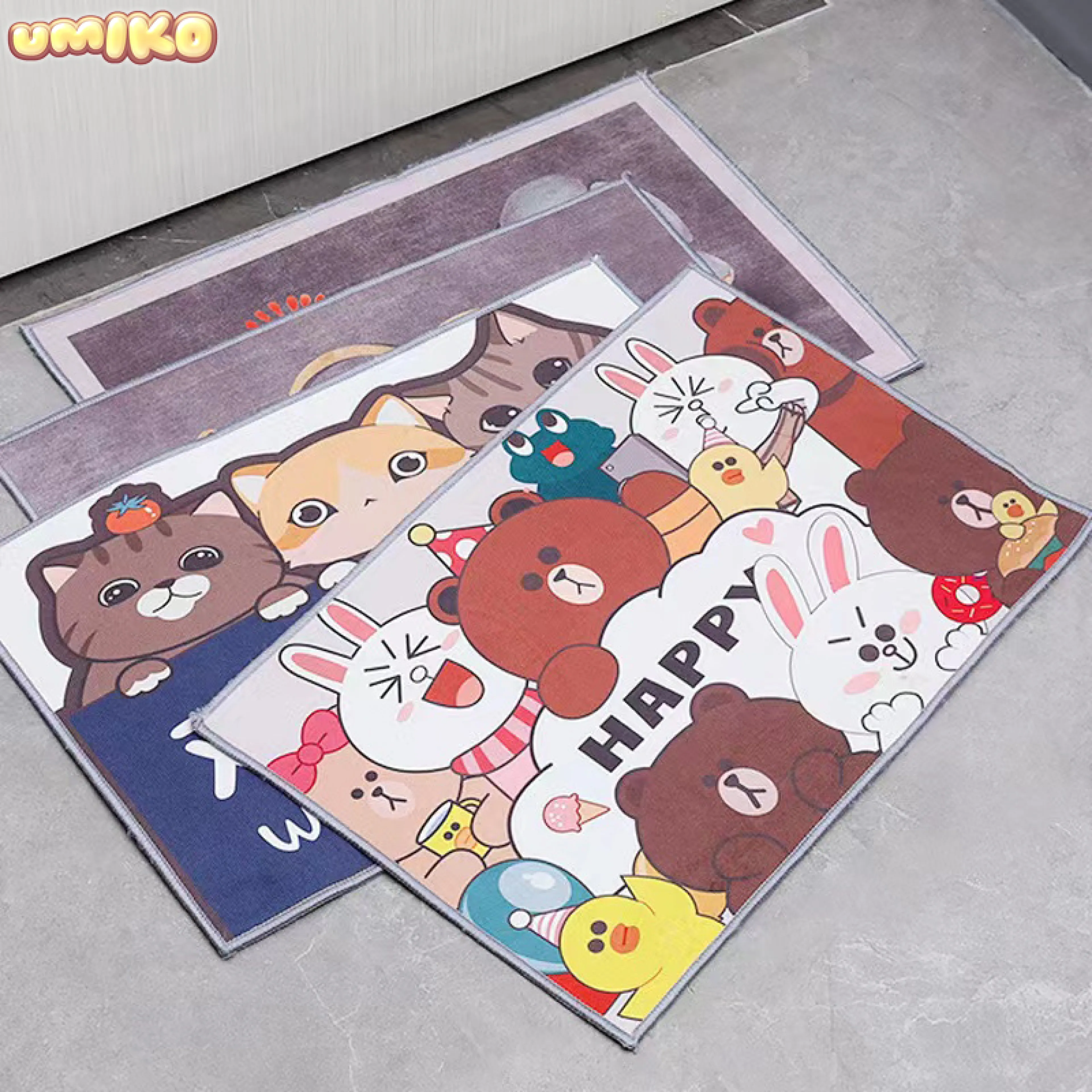 UMIKO พรมเช็ดเท้า ผ้าปูพื้น พรมดักฝุ่น พรมกันลื่น ขนาด 39*60 ซม