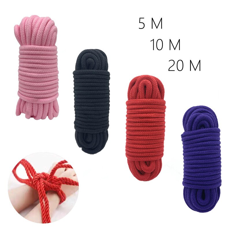 2 Pack 20m Feet Soft Cotton Rope,Bondage Rope All Purpose Soft Rope Twisted  Cotton Knot Tying Rope Durable Twisted Cord Black Rope Cotton Rope Cord