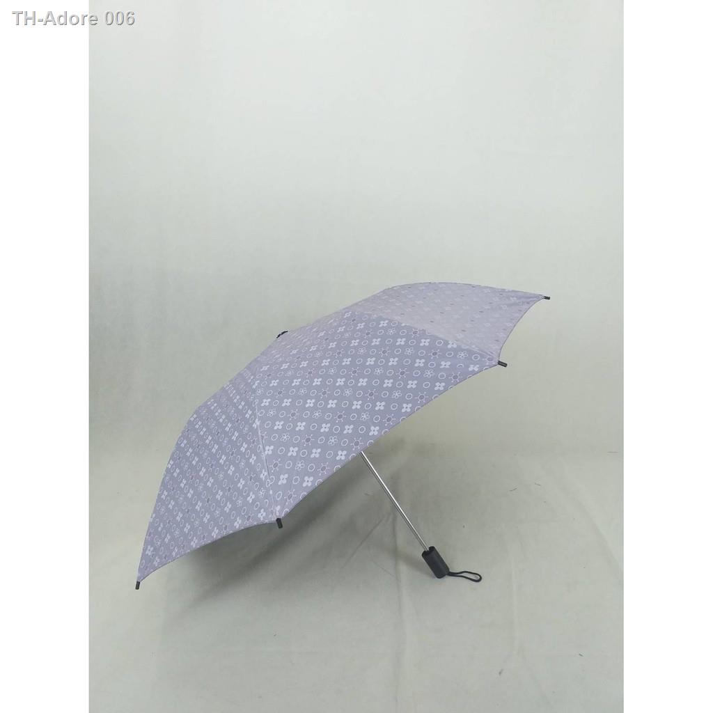ร่ม ร่ม2พับ รหัส 204-2 มือกาง ร่มกันแดด กันน้ำ แกนเหล็ก ผ้าลายดอก UVดำ ป้องกันUVได้ดีมาก ผลิตในไทย umbrella