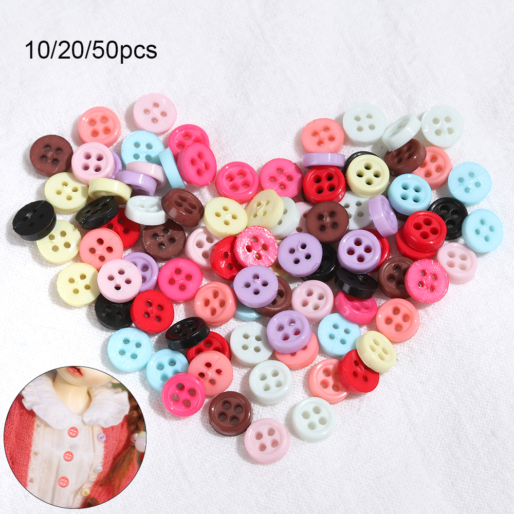 XI24GTCZM 10/20/50pcs Newest Clothing Buckles Multi-color 6mm DIY Sewing Accessories Mini Doll Buttons Plastic Button Round Buckle