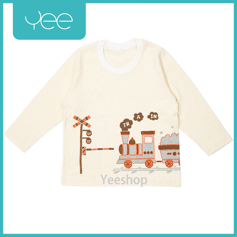 YeeShop ชุดเสื้อผ้าเด็กผู้ชาย/เด็กผู้หญิงแขนยาวเข้าชุด ออเดอร์ญี่ปุ่น ลายรถไฟ สีครีม  ไซส์ 80#/6-12เดือน 90#/12-18เดือน 95#/18-24เดือน (0313)