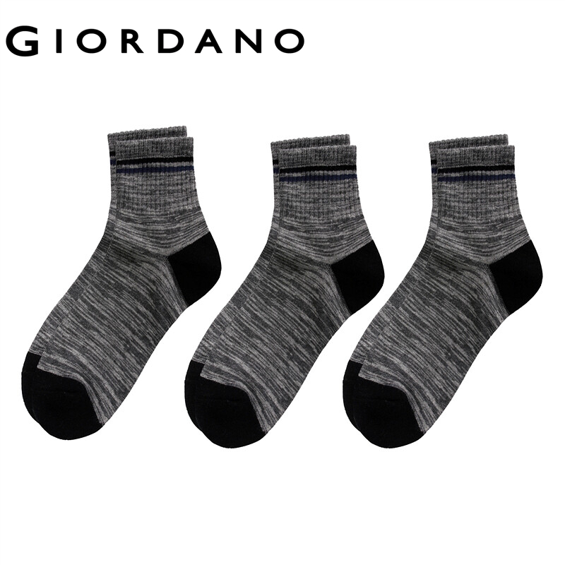 Giordano ถุงเท้าหุ้มข้อ หลายสี เข้าได้กับทุกชุด ดูลุคสุภาพบุรุษ จำนวน 3 คู่ Free Shipping 01152611