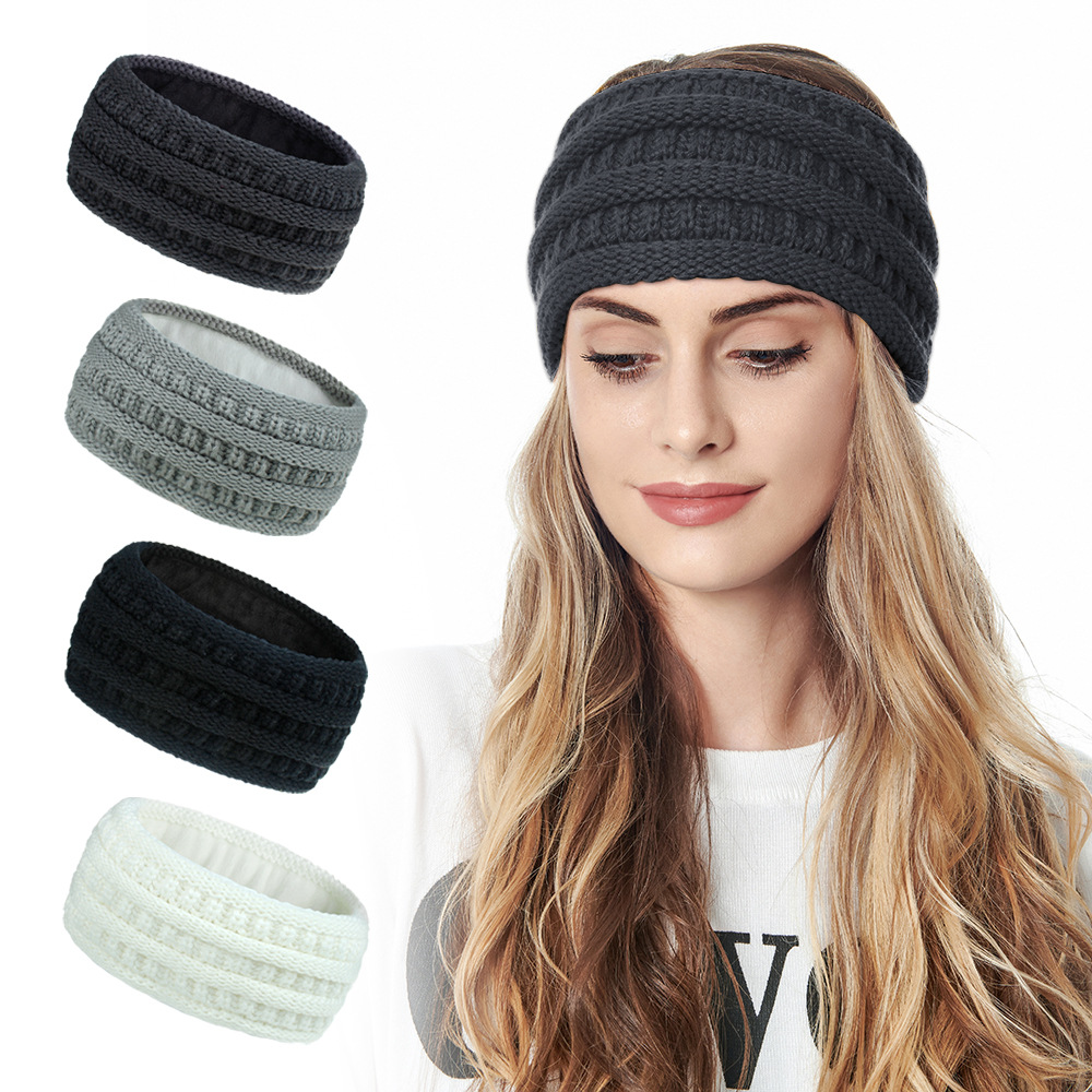 F8C503Y Winter Soft Fleece-lined Hair Accessories Ear Warmers Headbands for Women Ear Muffs Head Bands Knitted Headband