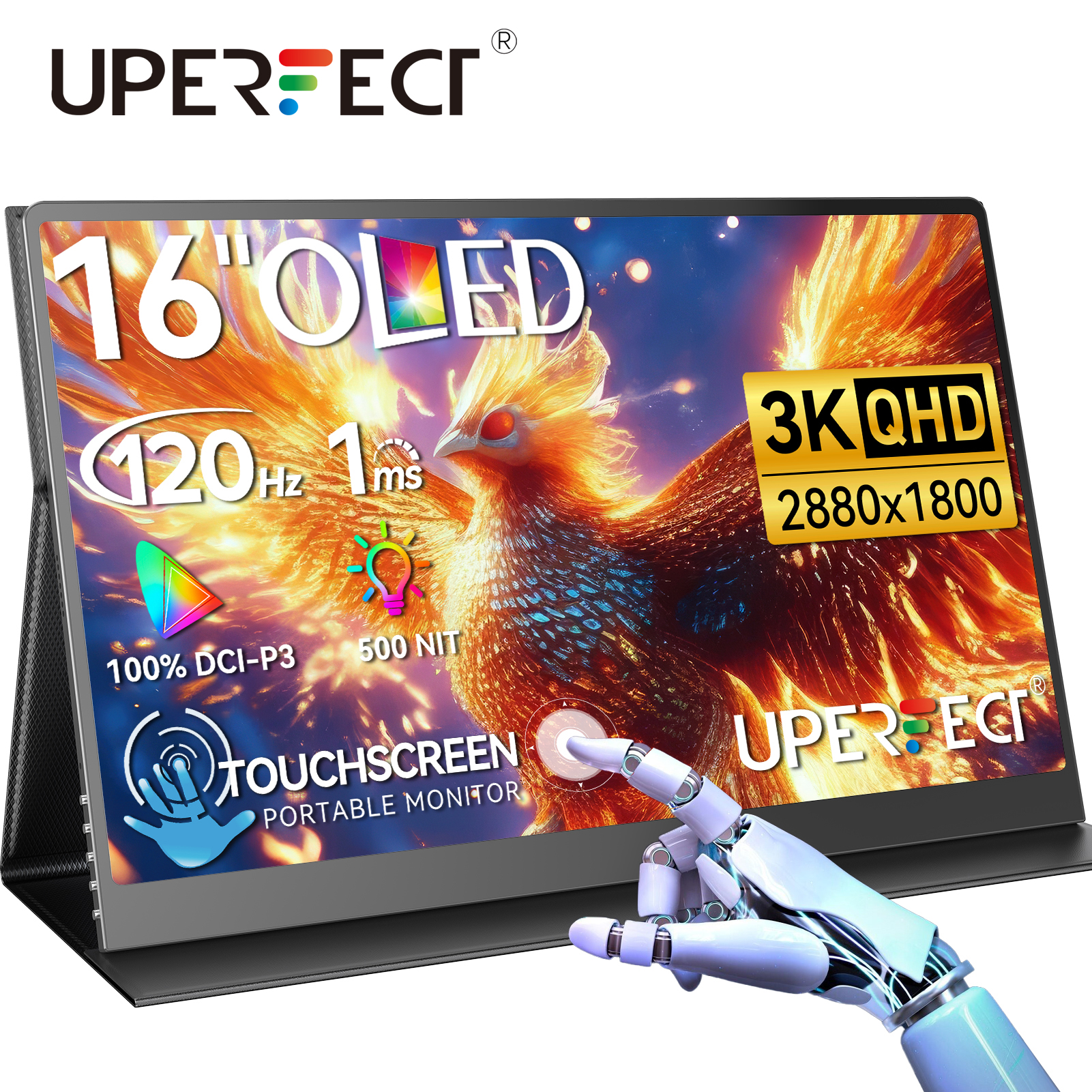 Real and effective UPERFECT touchscreen OLED Portable Monitor 3K 16inch ...