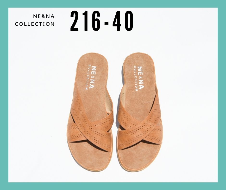 รองเท้าเเฟชั่นผู้หญิงเเบบเเตะสวมส้นเตี้ย No. 216-40 NE&NA Collection Shoes