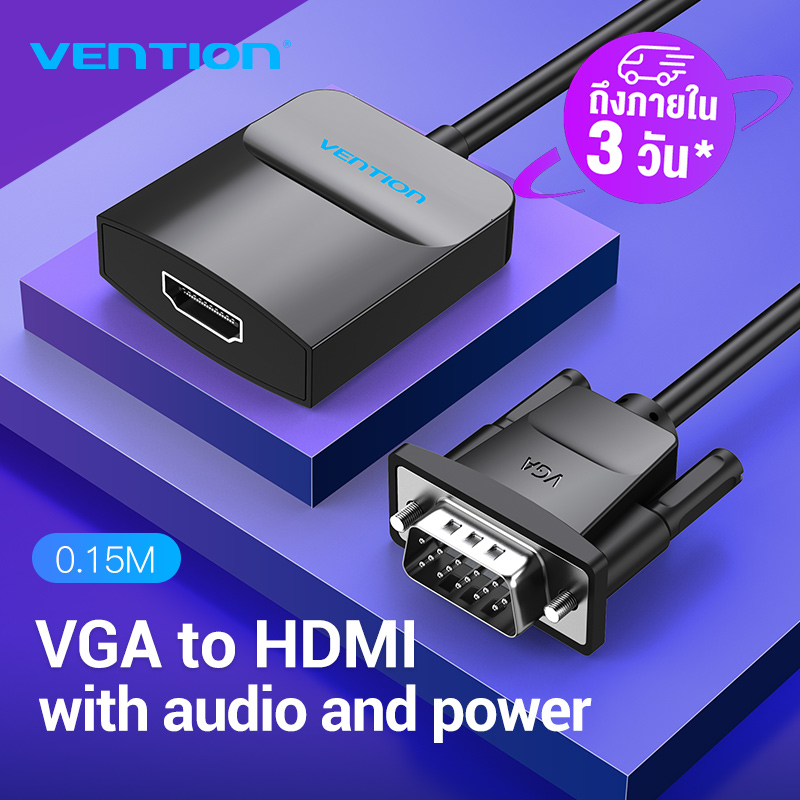Vention VGA to HDMI หัวแปลง 1080P HD HDMI Female to VGA Male Cable for TV Computer Laptop Monitor Projector HDMI to VGA Adapter