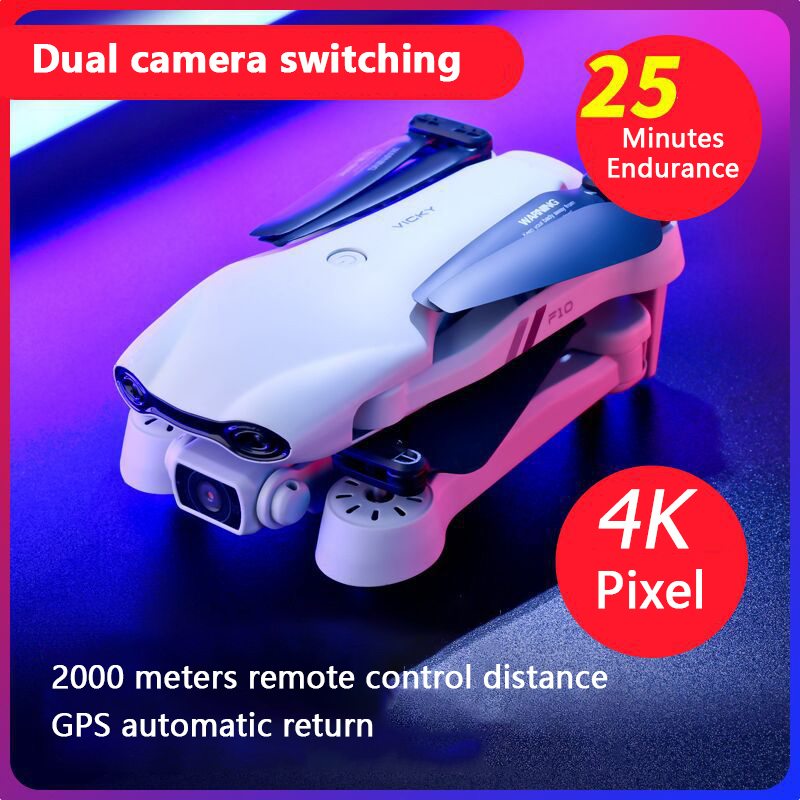 [Shipping From Thailand] 2021 NEW F10 Drone GPS 4K 5G WiFi Live Video FPV Quadrotor Flight 25 Minutes RC Distance 2000m Drone HD Wide-Angle Dual Camera with Storage Bag