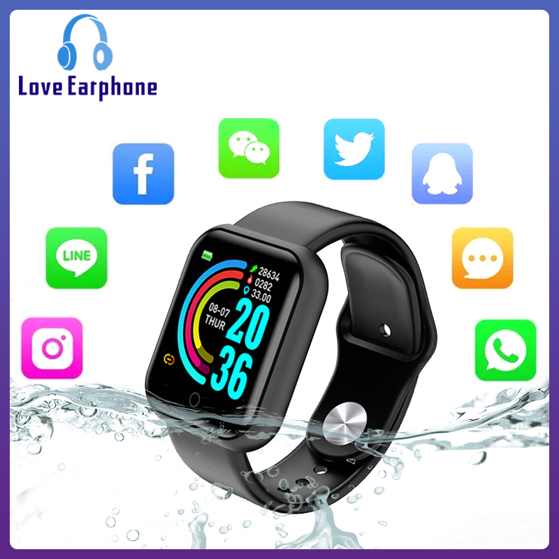 นาฬิกาเพื่อสุขภาพหน้าจอสี D20  Smart Watch Bluetooth 4.0 วัดความดัน วัดหัวใจ นับก้าว IP67 กันน้ำ กีฬา USB ชาร์จสำหรับ Android iOS 1.3 นิ้ว D13 Smart Band Smart Bracelet
