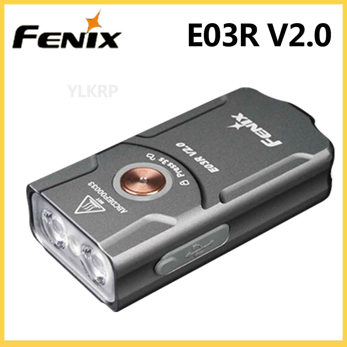 Fenix e03r v2.0 500 lumen small flashlight with built-in 400ma battery and type-c charging support usb